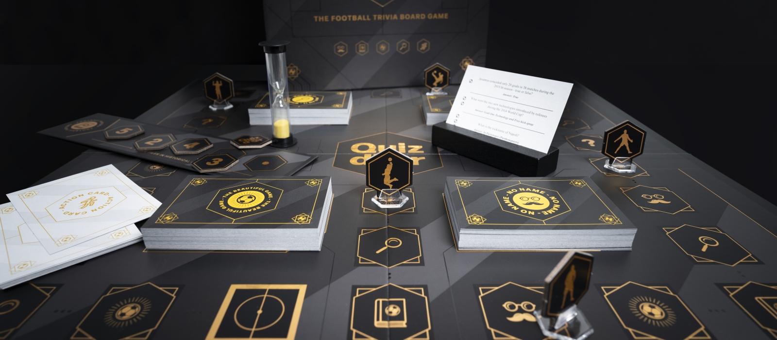 The setup of the trivia boardgame Quiz d'Or from Gote games.