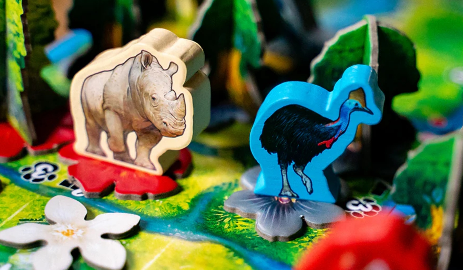 Closeup of the Family Board Game Hutan from the Publisher The OP. 